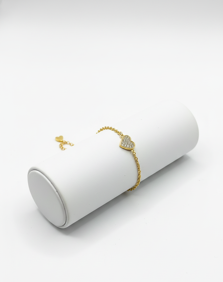 Pulseira coração cravejado