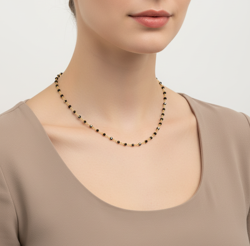 Colar choker zircônias negras